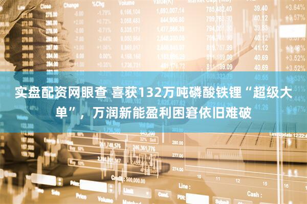 实盘配资网眼查 喜获132万吨磷酸铁锂“超级大单”，万润新能盈利困窘依旧难破